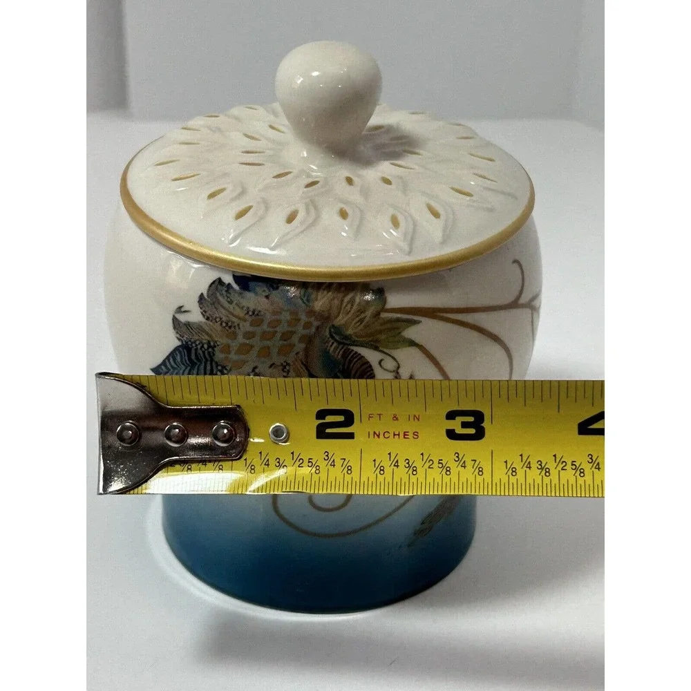 Feathered Flowers Sugar‎ Jar With Cover